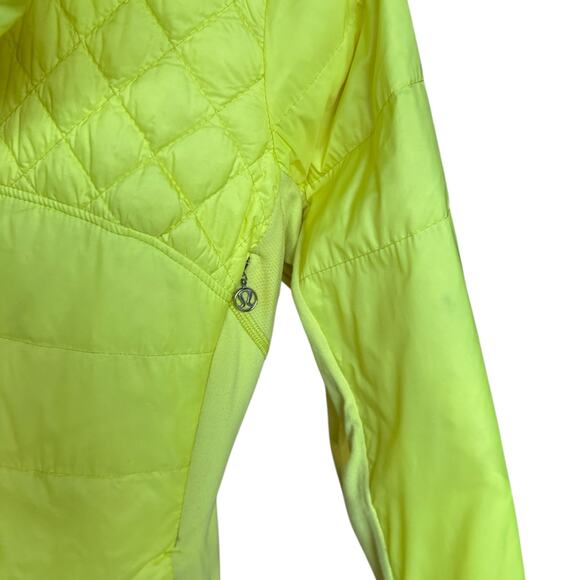 Lululemon Size 8 What The Fluff Pullover Jacket Clarity Yellow Neon Down Puffer - Picture 7 of 16